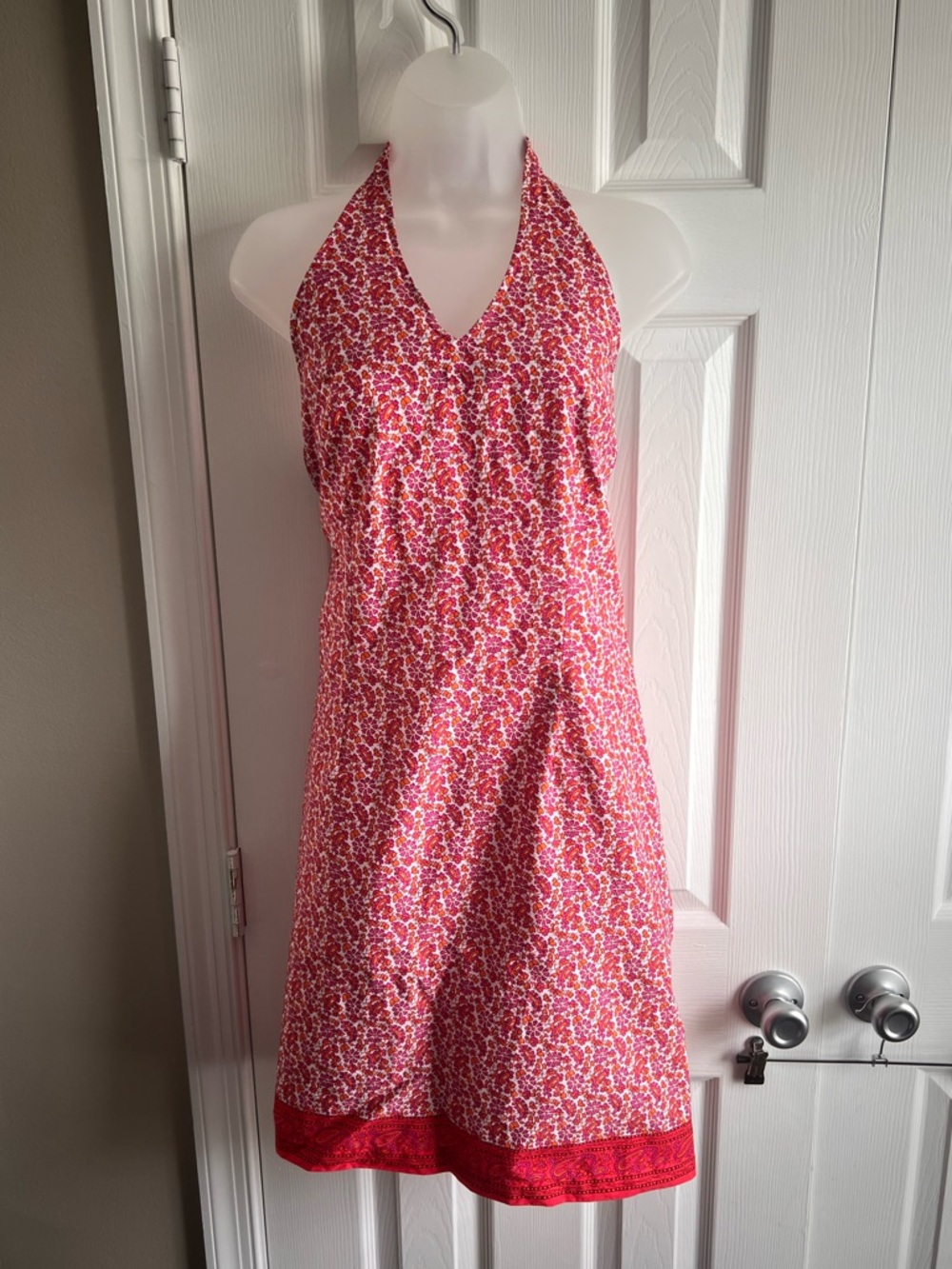 Vintage Y2K Halter Neck Pink Floral Summer Dress